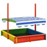 vidaXL Cutie de nisip cu acoperiș ajustabil, multicolor lemn brad UV50 vidaXL Cutie de nisip cu acoperiș ajustabil, multicolor lemn brad UV50