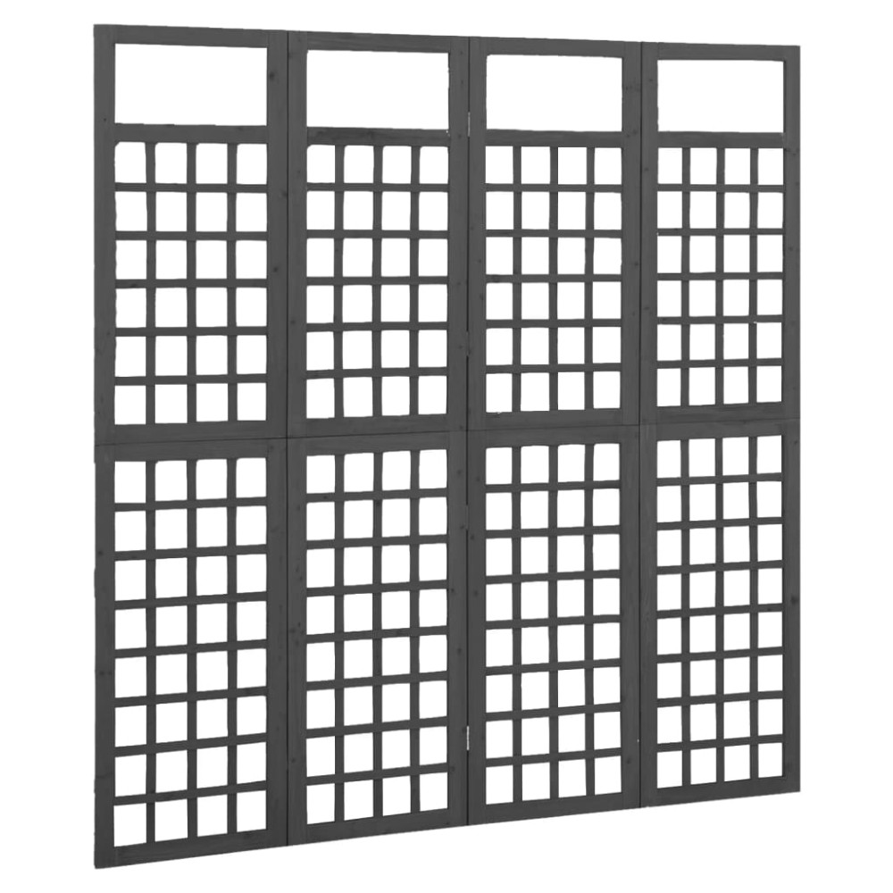 vidaXL Separator cameră cu 4 panouri negru 161x180 cm nuiele lemn brad