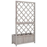 vidaXL Jardinieră colț cu spalier, gri, 70x30x135 cm, lemn masiv brad