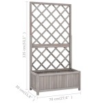 vidaXL Jardinieră colț cu spalier, gri, 70x30x135 cm, lemn masiv brad