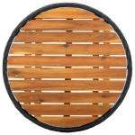 vidaXL Masă de ceai, negru, 60 cm, poliratan și lemn masiv de acacia