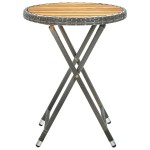 vidaXL Masă de ceai, gri, 60 cm, poliratan și lemn masiv acacia vidaXL Masă de ceai, gri, 60 cm, poliratan și lemn masiv acacia