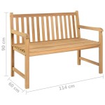 vidaXL Bancă de grădină, 114 cm, lemn masiv de tec