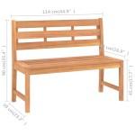 vidaXL Bancă de grădină, 114 cm, lemn masiv de tec