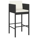 vidaXL Scaune de bar cu perne, 2 buc., negru, poliratan vidaXL Scaune de bar cu perne, 2 buc., negru, poliratan