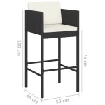 vidaXL Scaune de bar cu perne, 2 buc., negru, poliratan vidaXL Scaune de bar cu perne, 2 buc., negru, poliratan