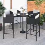 vidaXL Scaune de bar cu perne, 4 buc., negru, poliratan vidaXL Scaune de bar cu perne, 4 buc., negru, poliratan