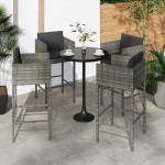 vidaXL Scaune de bar cu perne, 4 buc., gri, poliratan vidaXL Scaune de bar cu perne, 4 buc., gri, poliratan