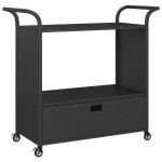 vidaXL Cărucior de bar cu sertar, negru, 100x45x97 cm, poliratan