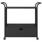 vidaXL Cărucior de bar cu sertar, negru, 100x45x97 cm, poliratan