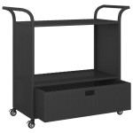 vidaXL Cărucior de bar cu sertar, negru, 100x45x97 cm, poliratan