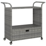 vidaXL Cărucior de bar cu sertar, gri, 100x45x97 cm, poliratan vidaXL Cărucior de bar cu sertar, gri, 100x45x97 cm, poliratan