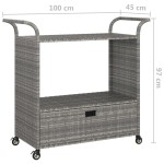 vidaXL Cărucior de bar cu sertar, gri, 100x45x97 cm, poliratan vidaXL Cărucior de bar cu sertar, gri, 100x45x97 cm, poliratan
