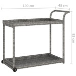 vidaXL Cărucior de bar, gri, 100x45x83 cm, poliratan