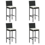 vidaXL Scaune de bar pentru grădină, cu perne, 4 buc. negru, poliratan vidaXL Scaune de bar pentru grădină, cu perne, 4 buc. negru, poliratan