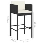 vidaXL Scaune de bar cu perne, 2 buc., negru, poliratan vidaXL Scaune de bar cu perne, 2 buc., negru, poliratan