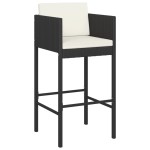 vidaXL Scaune de bar cu perne, 4 buc., negru, poliratan vidaXL Scaune de bar cu perne, 4 buc., negru, poliratan