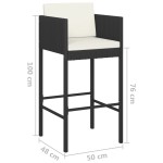 vidaXL Scaune de bar cu perne, 4 buc., negru, poliratan vidaXL Scaune de bar cu perne, 4 buc., negru, poliratan