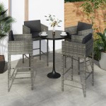 vidaXL Scaune de bar cu perne, 4 buc., gri, poliratan vidaXL Scaune de bar cu perne, 4 buc., gri, poliratan
