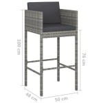 vidaXL Scaune de bar cu perne, 4 buc., gri, poliratan vidaXL Scaune de bar cu perne, 4 buc., gri, poliratan