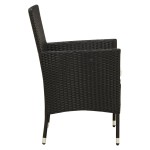 vidaXL Scaune de grădină cu perne, 2 buc., negru, poliratan