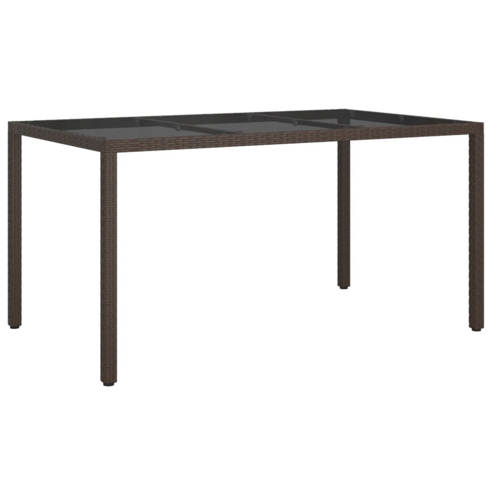 vidaXL Masă de grădină, maro, 150x90x75 cm sticlă securizată&poliratan