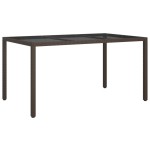 vidaXL Masă de grădină, maro, 150x90x75 cm sticlă securizată&poliratan