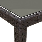 vidaXL Masă de grădină, maro, 150x90x75 cm sticlă securizată&poliratan