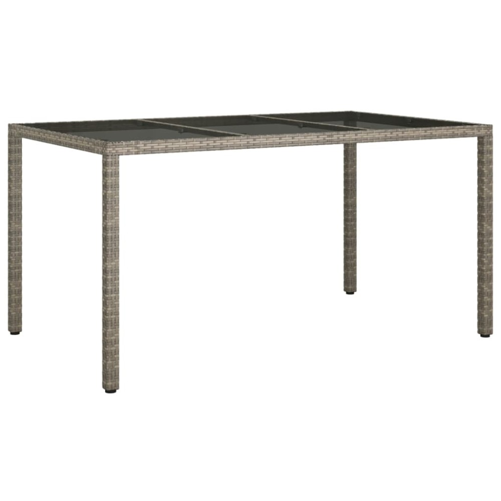 vidaXL Masă de grădină, gri, 150x90x75 cm, sticlă securizată/poliratan