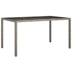 vidaXL Masă de grădină, gri, 150x90x75 cm, sticlă securizată/poliratan vidaXL Masă de grădină, gri, 150x90x75 cm, sticlă securizată/poliratan