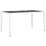 vidaXL Masă de grădină alb 150x90x75 cm sticlă securizată & poliratan vidaXL Masă de grădină alb 150x90x75 cm sticlă securizată & poliratan