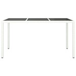 vidaXL Masă de grădină alb 150x90x75 cm sticlă securizată & poliratan vidaXL Masă de grădină alb 150x90x75 cm sticlă securizată & poliratan