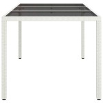 vidaXL Masă de grădină alb 150x90x75 cm sticlă securizată & poliratan vidaXL Masă de grădină alb 150x90x75 cm sticlă securizată & poliratan
