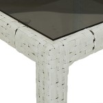 vidaXL Masă de grădină alb 150x90x75 cm sticlă securizată & poliratan vidaXL Masă de grădină alb 150x90x75 cm sticlă securizată & poliratan