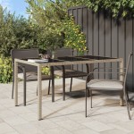 vidaXL Masă de grădină bej 150x90x75 cm sticlă securizată & poliratan vidaXL Masă de grădină bej 150x90x75 cm sticlă securizată & poliratan