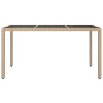 vidaXL Masă de grădină bej 150x90x75 cm sticlă securizată & poliratan vidaXL Masă de grădină bej 150x90x75 cm sticlă securizată & poliratan