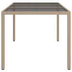 vidaXL Masă de grădină bej 150x90x75 cm sticlă securizată & poliratan vidaXL Masă de grădină bej 150x90x75 cm sticlă securizată & poliratan