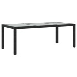 vidaXL Masă de grădină,negru,190x90x75cm sticlă securizată & poliratan