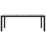 vidaXL Masă de grădină,negru,190x90x75cm sticlă securizată & poliratan