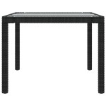 vidaXL Masă de grădină,negru,190x90x75cm sticlă securizată & poliratan
