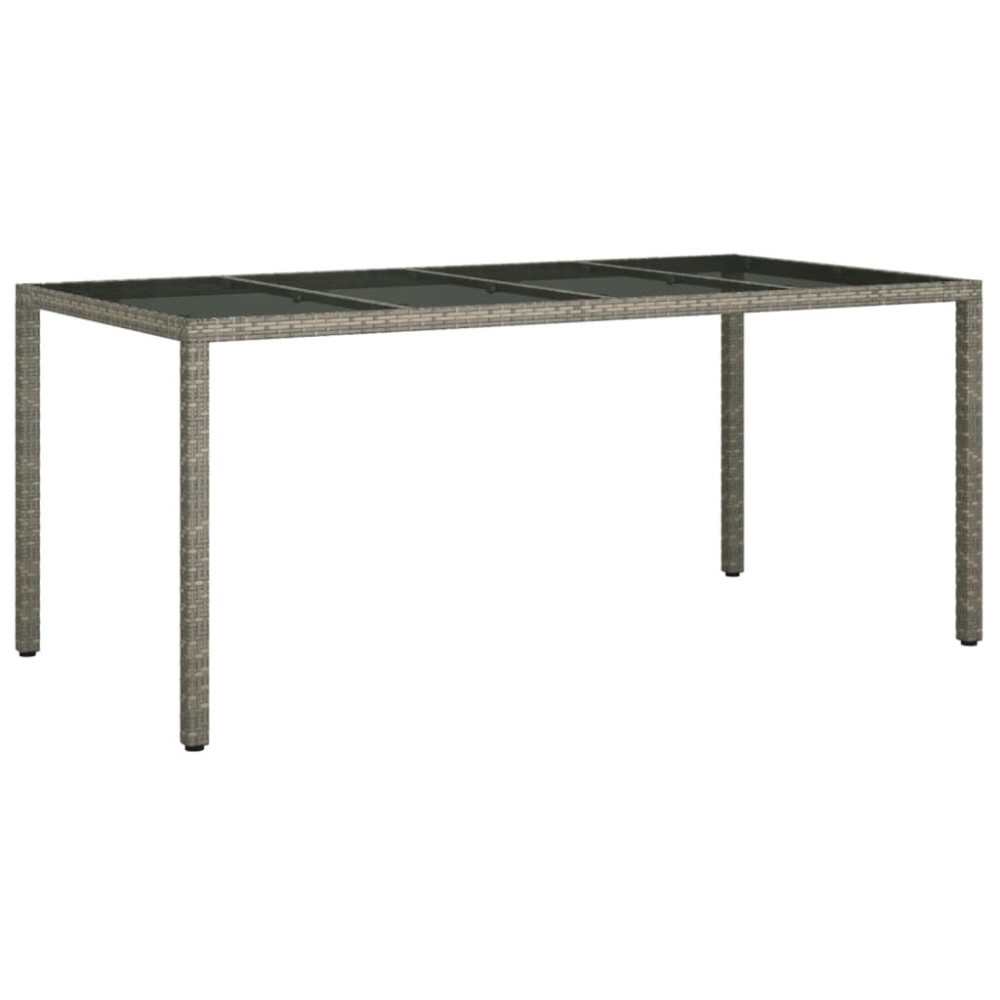 vidaXL Masă de grădină,gri,190x90x75cm sticlă securizată și poliratan