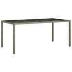 vidaXL Masă de grădină,gri,190x90x75cm sticlă securizată și poliratan vidaXL Masă de grădină,gri,190x90x75cm sticlă securizată și poliratan