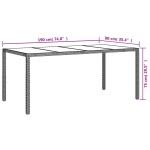 vidaXL Masă de grădină,gri,190x90x75cm sticlă securizată și poliratan vidaXL Masă de grădină,gri,190x90x75cm sticlă securizată și poliratan