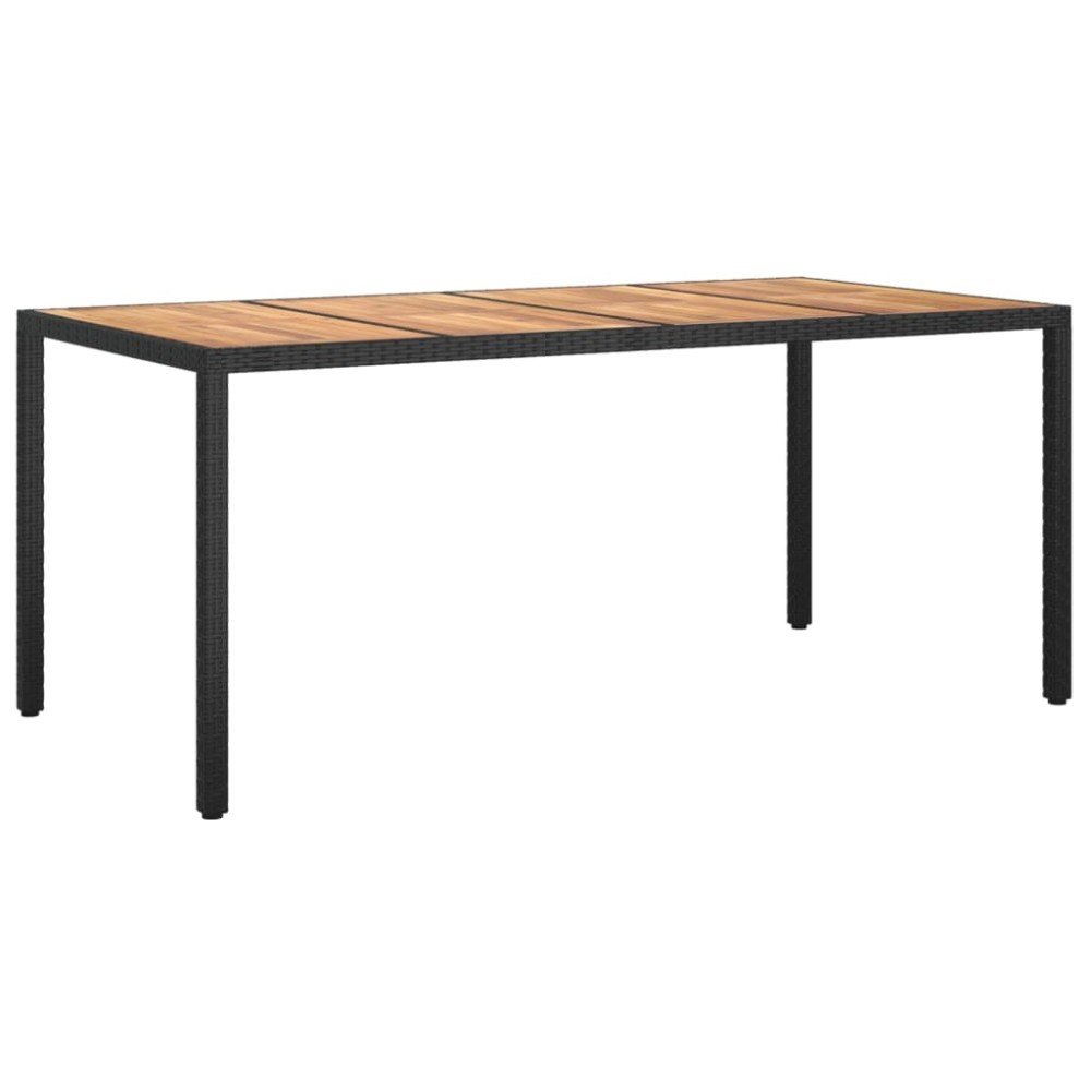 vidaXL Masă grădină, negru, 190x90x75 cm, poliratan și lemn de acacia
