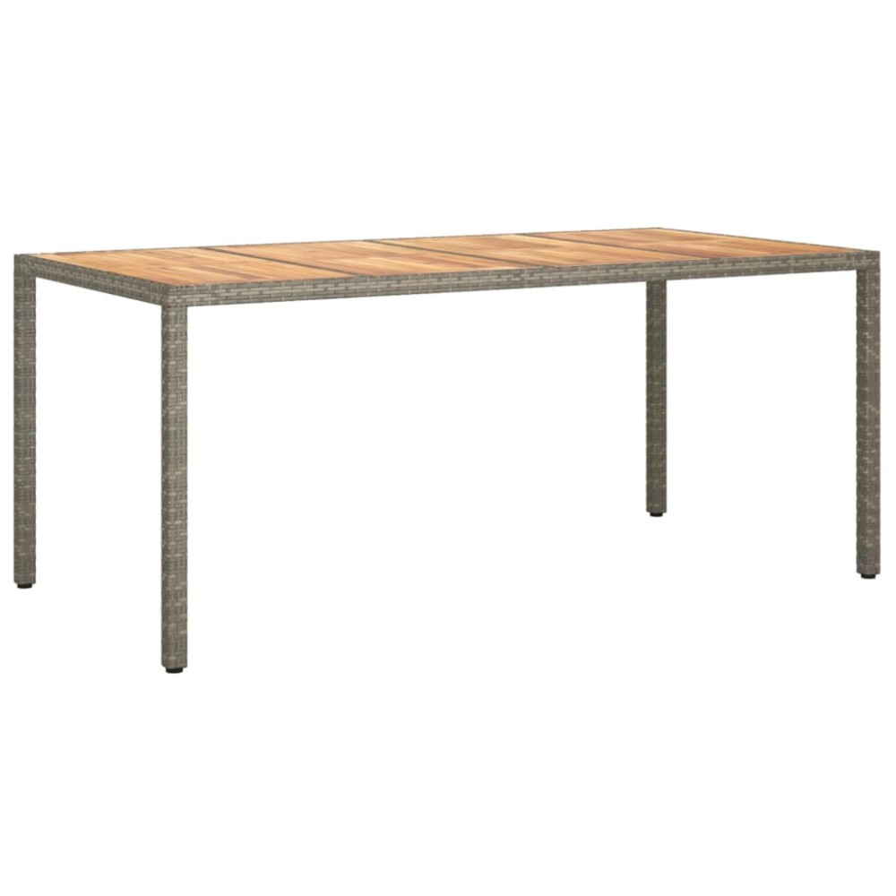 vidaXL Masă grădină, gri, 190x90x75 cm, poliratan și lemn de acacia