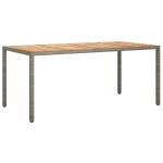 vidaXL Masă grădină, gri, 190x90x75 cm, poliratan și lemn de acacia