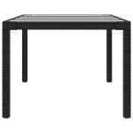 vidaXL Masă grădină negru 250x100x75 cm sticlă securizată & poliratan