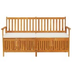 vidaXL Bancă de depozitare cu pernă, 148 cm, lemn masiv de acacia