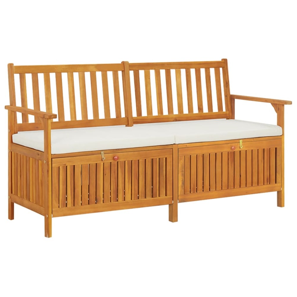 vidaXL Bancă de depozitare cu pernă, 148 cm, lemn masiv de acacia