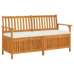 vidaXL Bancă de depozitare cu pernă, 148 cm, lemn masiv de acacia